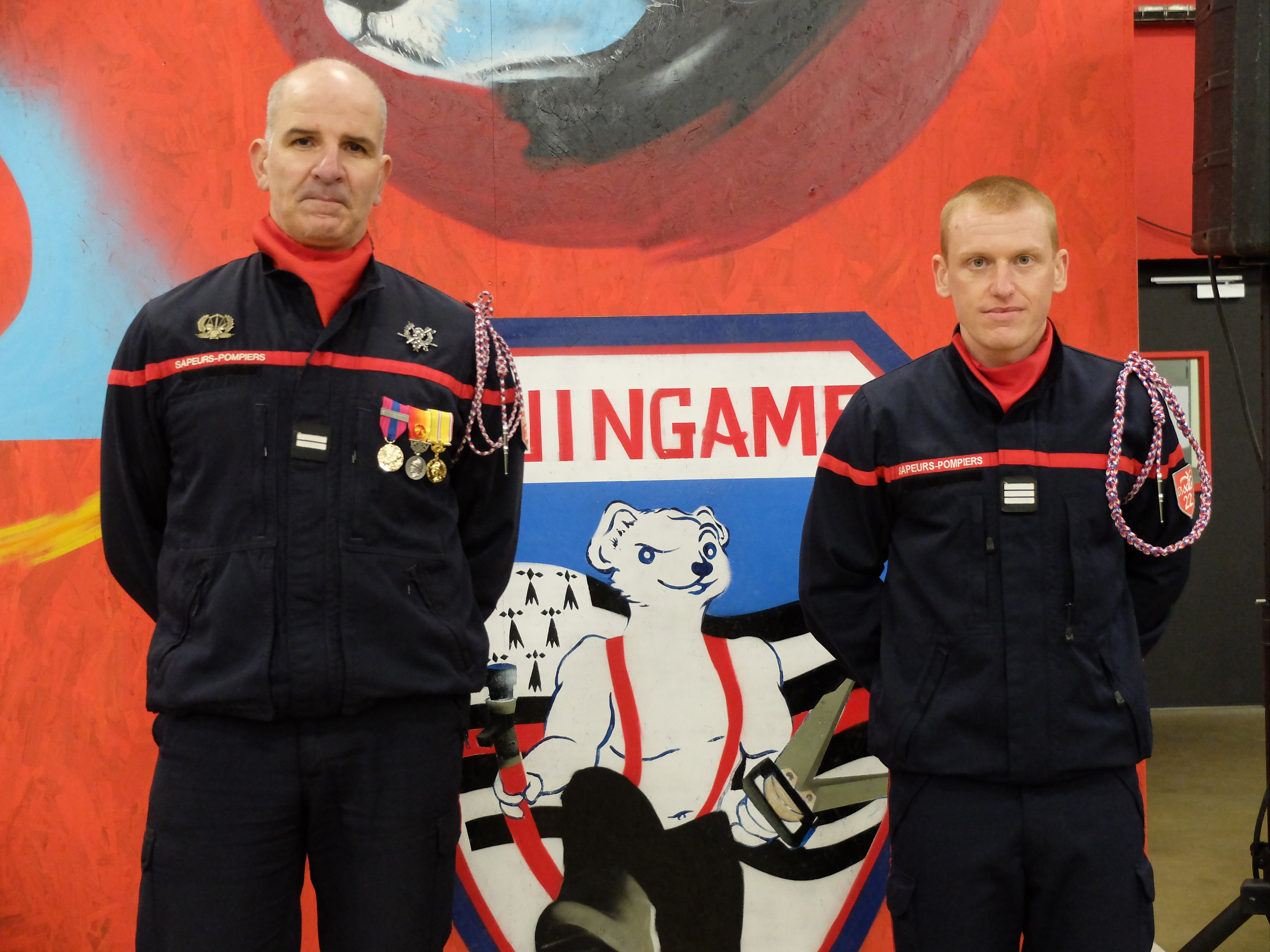 Passation de commandement lors de la Sainte Barbe du centre d'incendie et de secours de Guingamp le 18 décembre 2021.